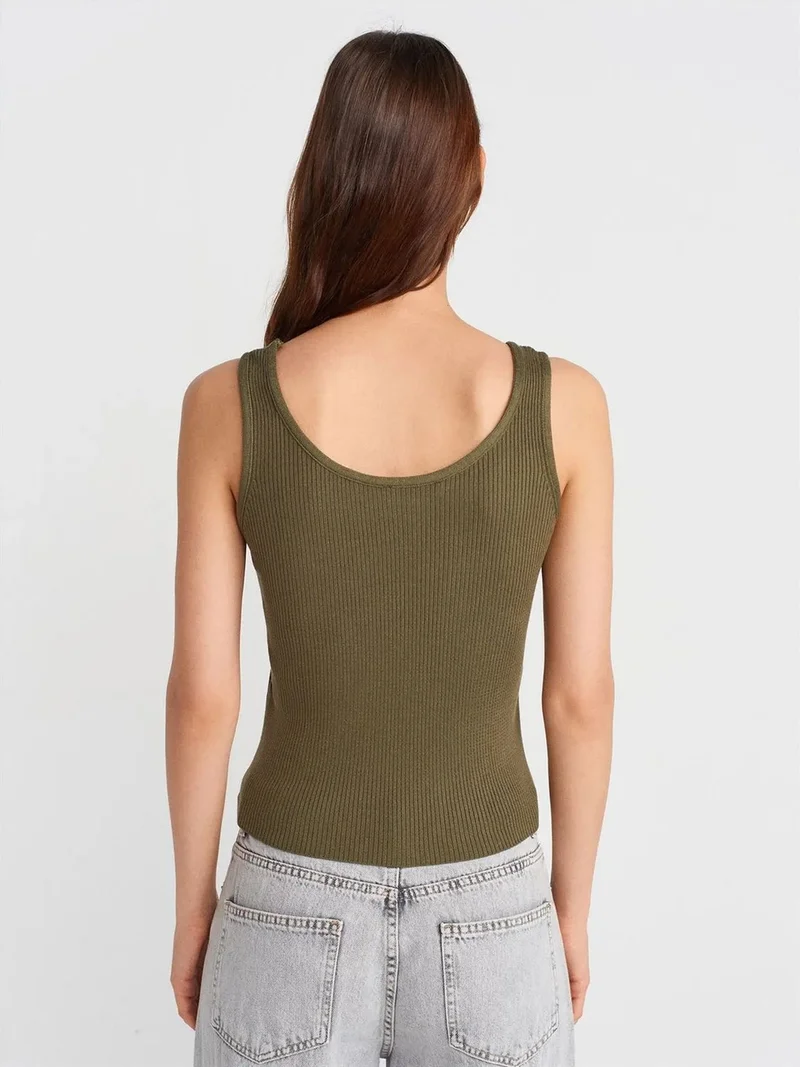 ديلفين DILVIN Ribbed Sleeveless Knit Cami Blouse