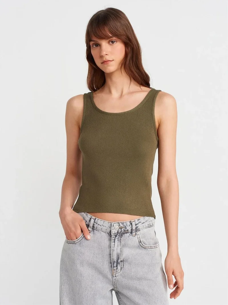 ديلفين DILVIN Ribbed Sleeveless Knit Cami Blouse