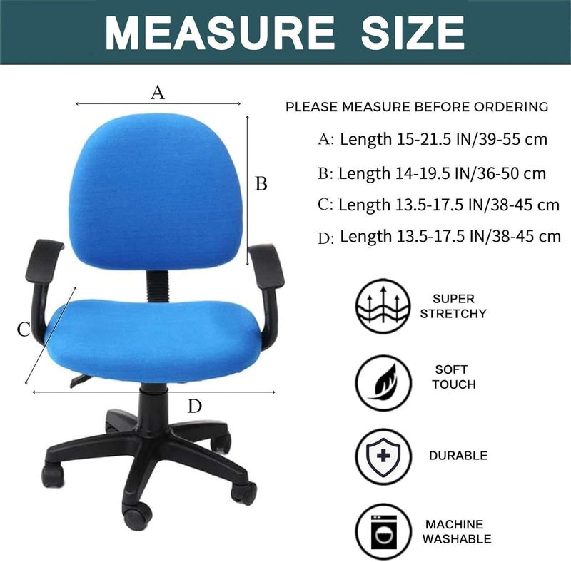 Jacquard Office Chair Cover, Stretch Computer Chair Slipcover Removable Rotating Chair Slipcover Seat Cover+Backrest Cover for Universal Rotating Chair-Navy Blue-2 Piece - Image 3