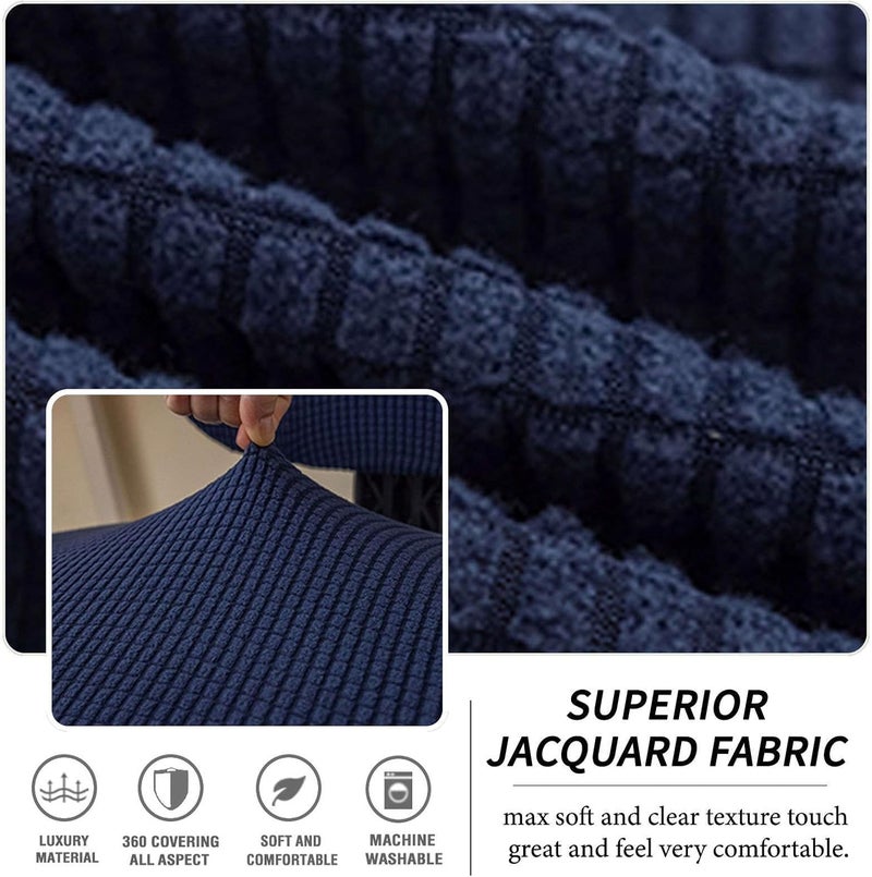 Jacquard Office Chair Cover, Stretch Computer Chair Slipcover Removable Rotating Chair Slipcover Seat Cover+Backrest Cover for Universal Rotating Chair-Navy Blue-2 Piece - Image 4