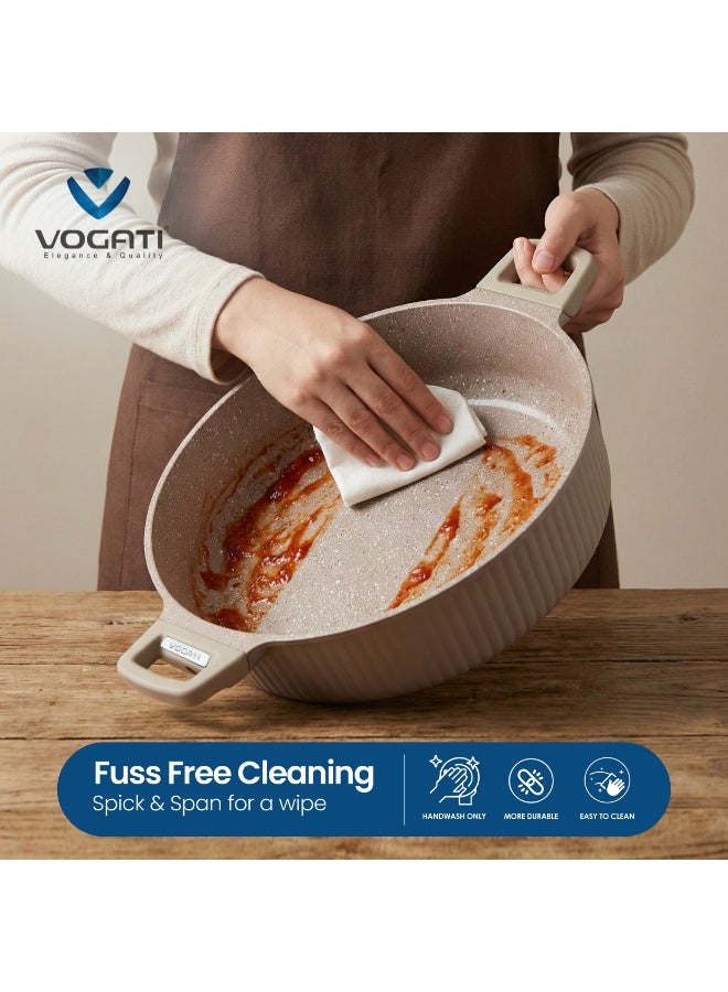 فوجاتي طقم أواني طهي VOGATI MONACO SERIES مكون من 8 قطع، مطلي بالتيتانيوم والجرانيت، غير لاصق، مناسب للطهي بالحث - يتضمن قدر طهي 20/24/28 سم + قدر طهي ضحل 28 سم (خالي 100% من حمض البيرفلوروكتانويك) (TAP) - Image 4