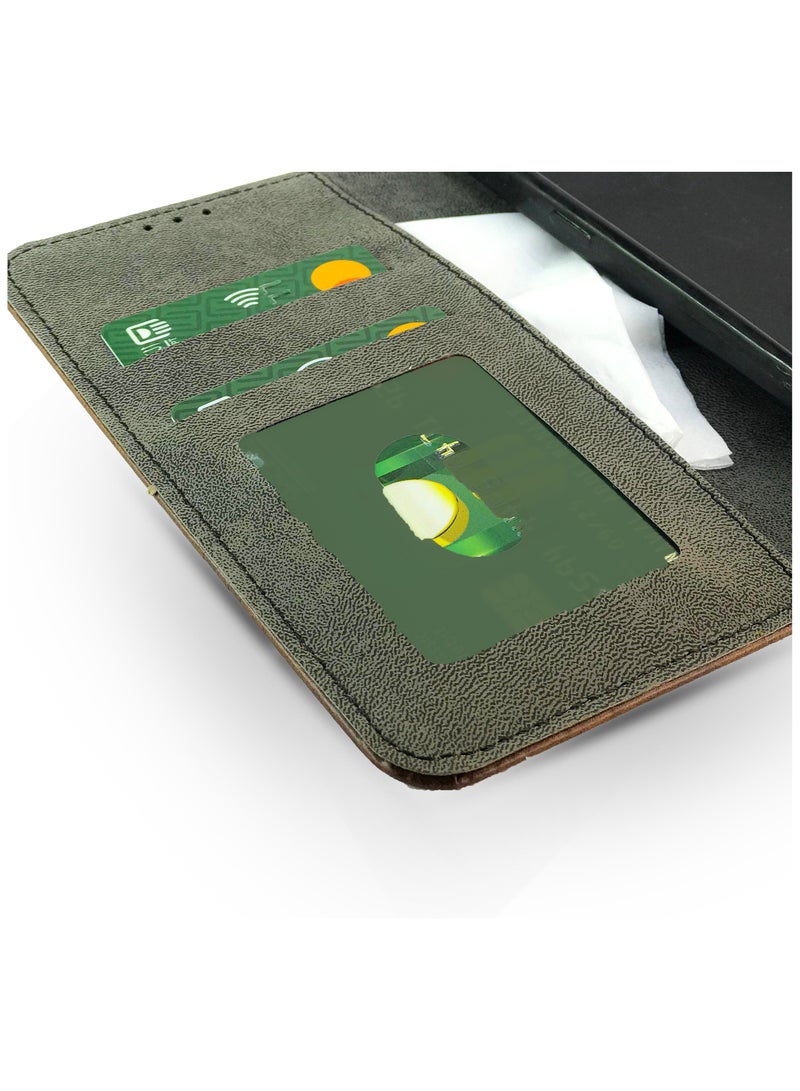 For Nokia C31 Flip Full Leather Wallet Card Slot Case wiith Kickstand,with Strap Magnetic Closure,Two-line design, Included Internal Tpu Silicone Case,Compatible with Nokia C31 (6.75'') (Black)  - Image 3