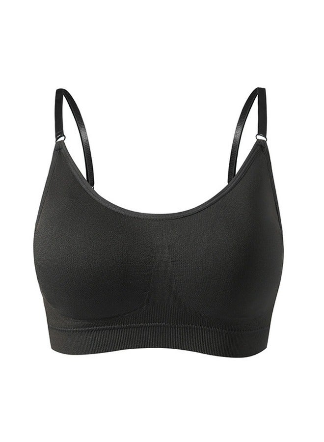 Loquat Women's Sport Fitness Seamless Wireless Bra  Black