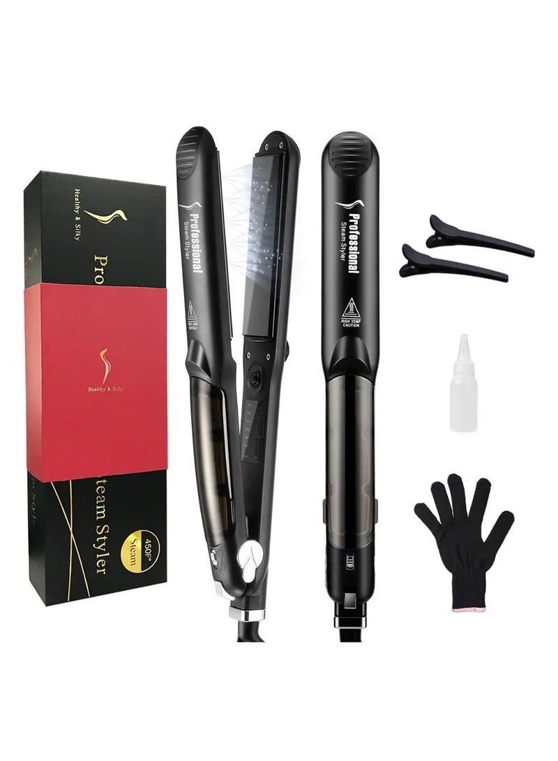 PROFESSIONAL Ceramic steam flat iron professional hair straightening and curling tool - Image 1