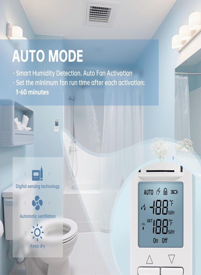 Ortis Smart Humidity Sensor Switch, Ortis Auto Bathroom Fan Control with Real-Time LCD Display, for Bathroom Basement Garage Moisture Protection, Neutral Wire Required - Image 4