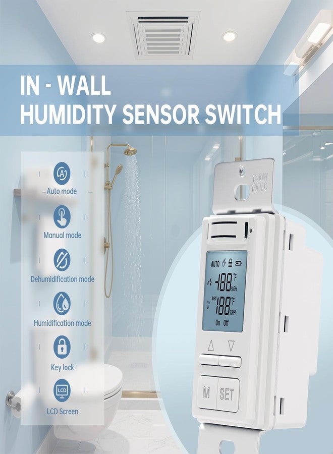 Ortis Smart Humidity Sensor Switch, Ortis Auto Bathroom Fan Control with Real-Time LCD Display, for Bathroom Basement Garage Moisture Protection, Neutral Wire Required - Image 2