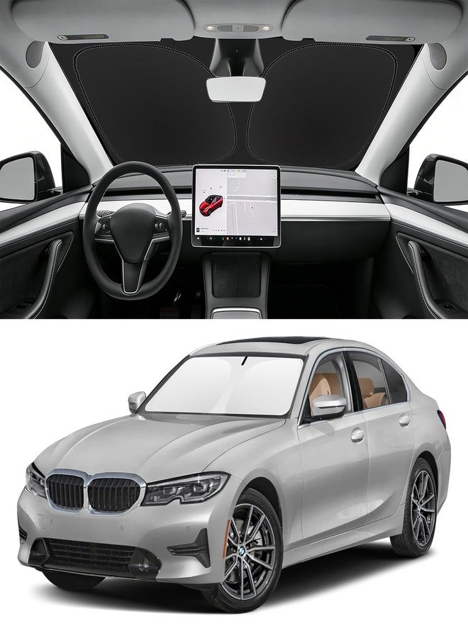 SLOGENTO Sunshade Cover for 3 Series Windshield Sun Shade for BMW 3 Series Accessories 2024 2023-2020 Window Shade for BMW 330i 330e m340i 328i 335i 320i 330i 325i Sun Visor Protector Blocks UV Rays - Image 1