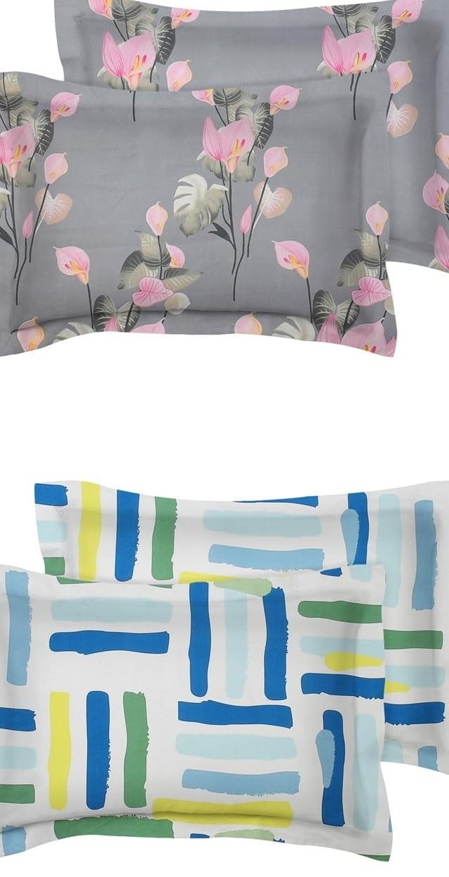 VAS COLLECTIONS® 105 TC Premium Cotton King Size Printed Design Pillow Cover - 20"x30" Inches, Set of 4 Pieces, Multicoloured, - Image 2