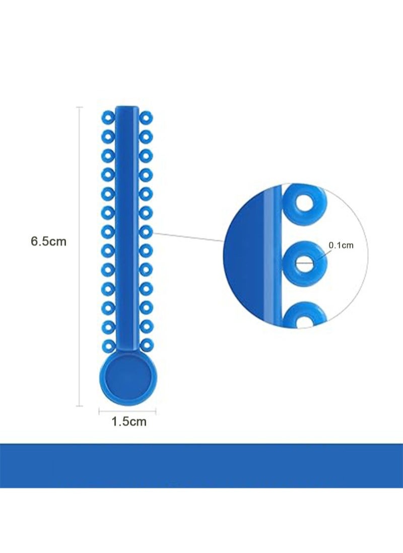 Apustim 40 Dental Orthodontic Ligatures Plus 1 Plate Of 2.28m Orthodontic Braces Rubber Chain Set，Dental Braces Rubber Orthodontic Ligature Ring，Elastic Super Strong Rubber Chain（Short，Blue）  - Image 2