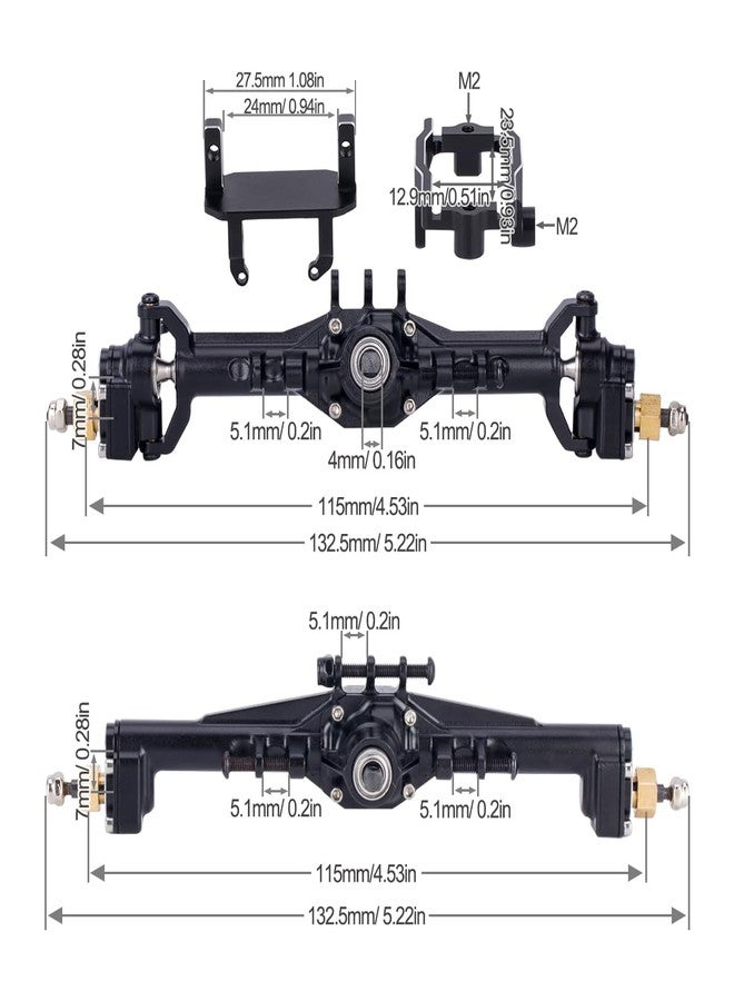 VNUHV '+10mm Diamond CNC Portal Axles with Lay Down Servo Mount & Links for 1/18 RC Crawler TRX4M Axle Upgrade Parts (Black-1Set) - Image 3