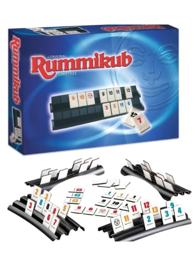 The Original Classic Rummy - A family strategy board game with numbered pieces - A STEM educational game for kids, teens, and adults - 2-4 players, fast-paced rummy-style gameplay - Includes 106 pieces, 4 racks, and 2 jokers - A game of logic thinking, pattern recognition, and planning skills - The best group board game for ages 7 and up