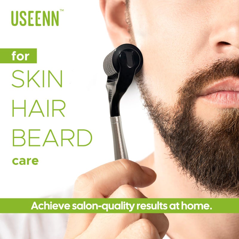 USEENN Ultra Wide Titanium Derma Roller for Face Hair Beard Scalp Skin Body Metal Handle 1200 Microneedling roller for Women and Men 0.25mm - Image 5
