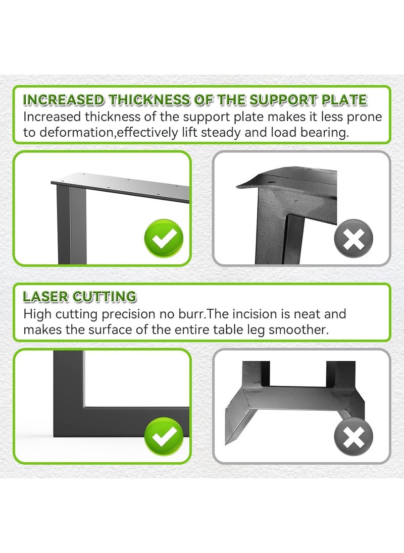 HIRVALL HIRVALL Metal Table Legs 28Inch24 Inch 2Tier KShape Desk Legs Heavy Duty Dining Table Legs Black Metal Legs for Office Desk Coffee Table Set of 2  - Image 4