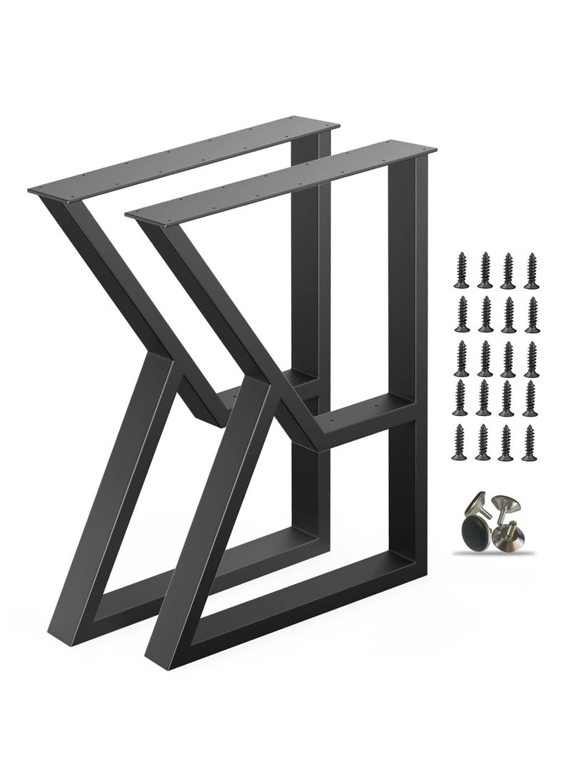 HIRVALL HIRVALL Metal Table Legs 28Inch24 Inch 2Tier KShape Desk Legs Heavy Duty Dining Table Legs Black Metal Legs for Office Desk Coffee Table Set of 2  - Image 1