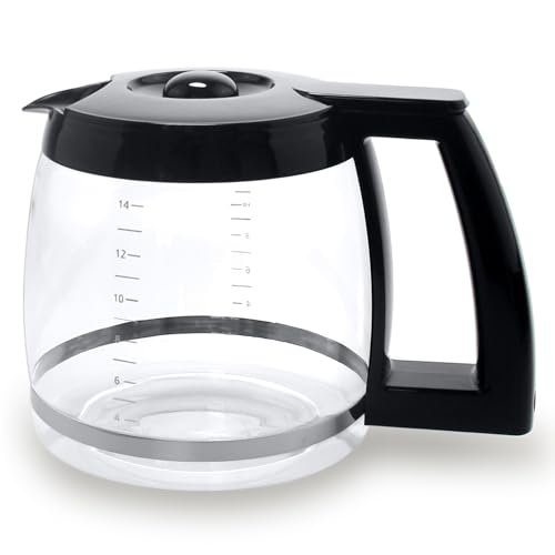 Sendextra 14-Cup Glass Replacement Coffee Carafe Compatible with Cuisinart Coffee Maker Models DCC-2200, DCC-2600, DCC-2800, DCC-3200, and DCC-3200P1, Coffee Pot Decanter Pitcher, Black Handle - Image 1