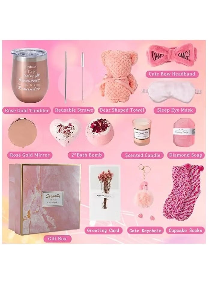 SKT Shiketro Gifts Basket for Women - Birthday Gift Box Set Contains 13 Items Inspirational Gift,Relaxing Spa Care Package for Women Friendship,Friend Gifts for Women - Image 2