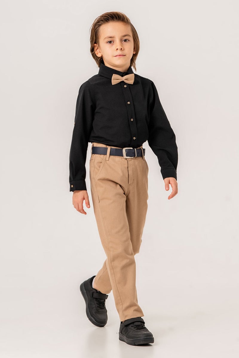 Gold Class Kidswear Bow Tie Belt 4-Piece Boy Shirt Set - Image 4