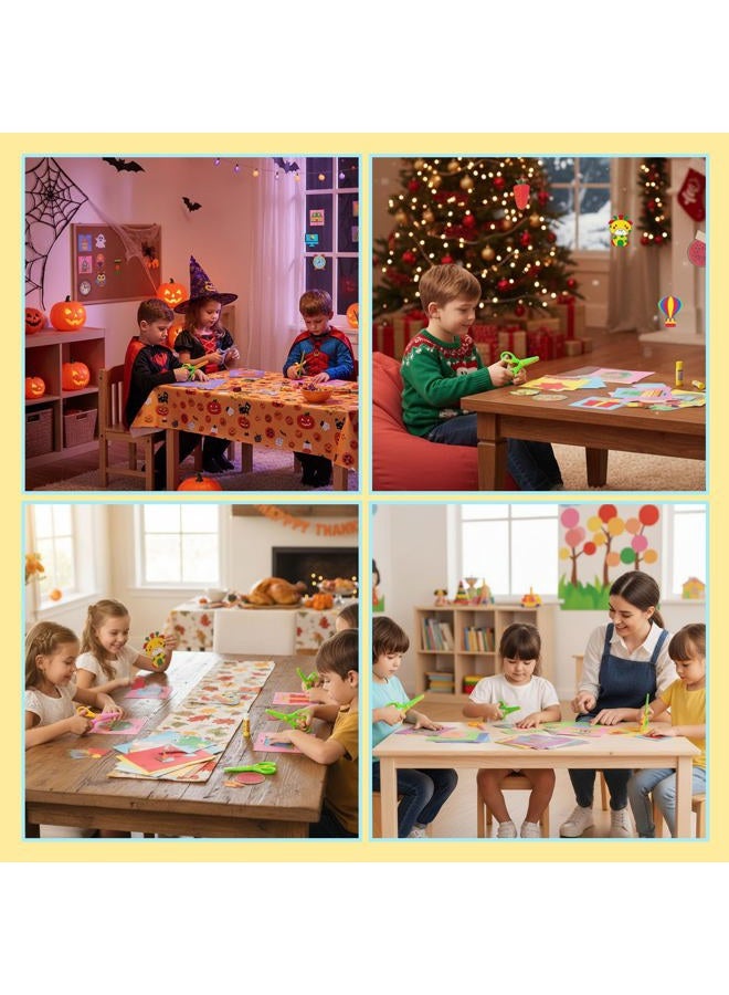 Koogel Toddler Scissors Practice Kit for Ages 3-5, 2 Training Blunt Tip Safety Scissors & 120 Sheets Paper Cutting for Early Preschool Development Tools, Hand-Eye Coordination, Learn to Cut Line Skill - Image 4