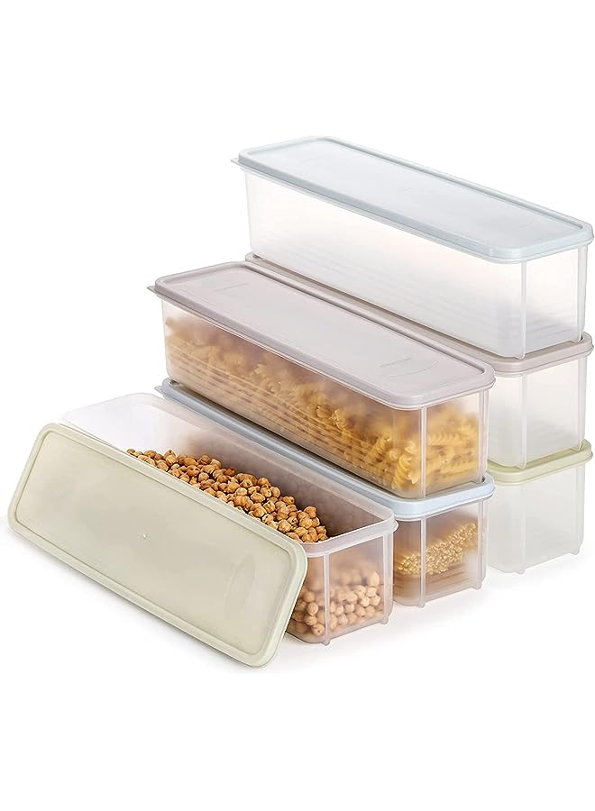 Antole Food Storage Containers,6 PCS Airtight Spaghetti Noodle Holder Rectangular Chopstick Storage Box with Cover for Pantry & Kitchen Organization, Spaghetti, Noodles, Cerea - Image 1