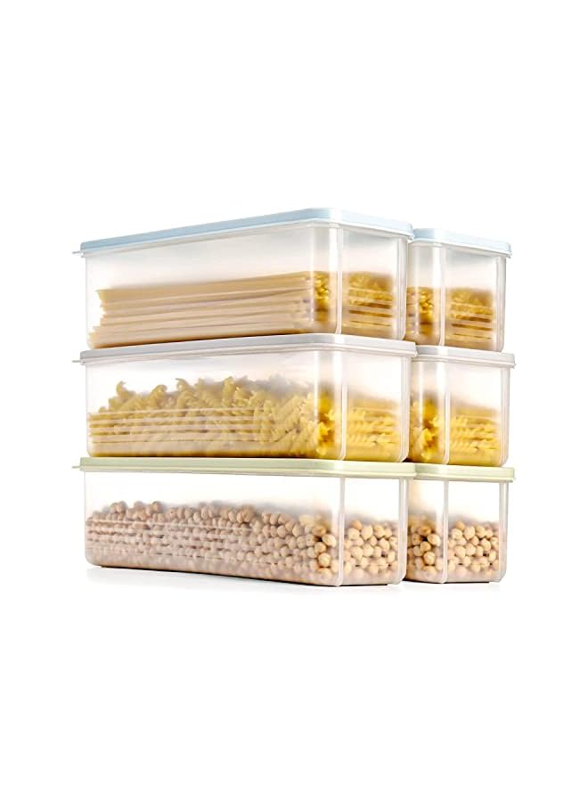 Antole Food Storage Containers,6 PCS Airtight Spaghetti Noodle Holder Rectangular Chopstick Storage Box with Cover for Pantry & Kitchen Organization, Spaghetti, Noodles, Cerea - Image 2
