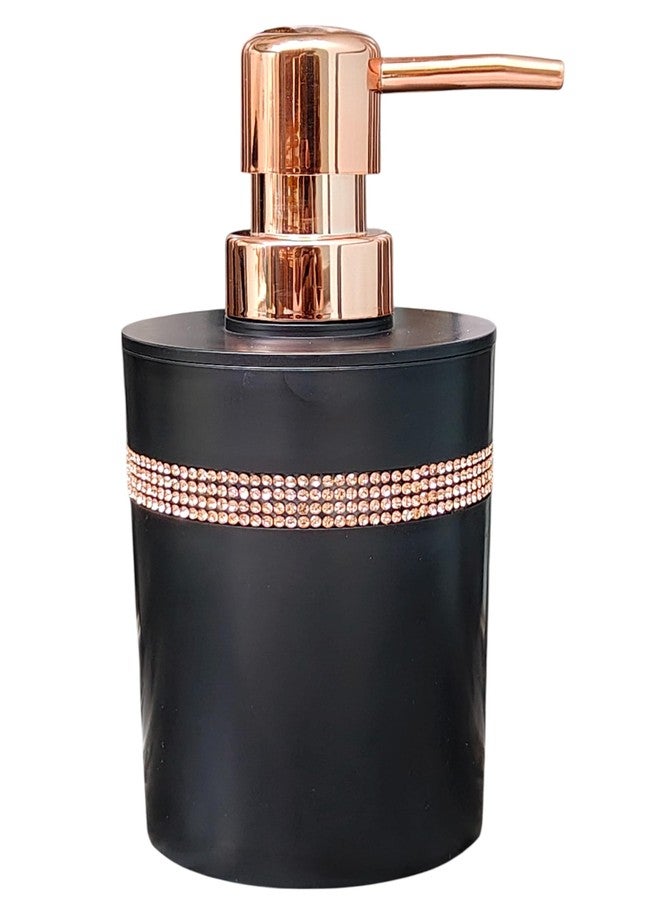 LAGET® Soap Dispenser Bottle Set Refillable with Pump for handwash in Bathroom Kitchen Sink, Black Plastic Body and Gold Chrome Finish top - Image 1