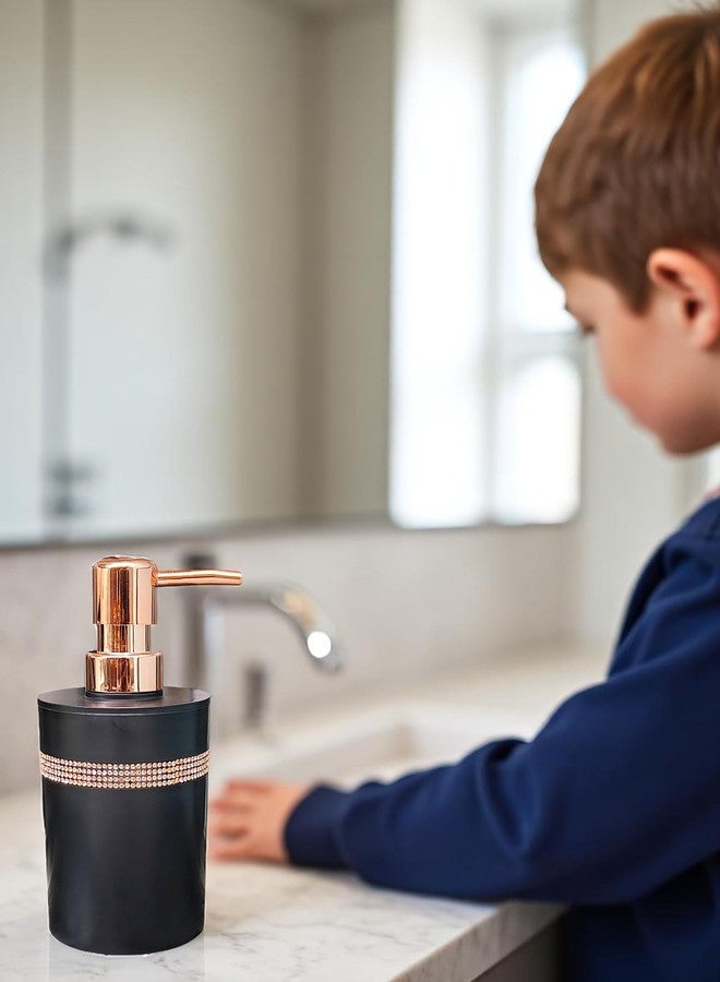 LAGET® Soap Dispenser Bottle Set Refillable with Pump for handwash in Bathroom Kitchen Sink, Black Plastic Body and Gold Chrome Finish top - Image 2