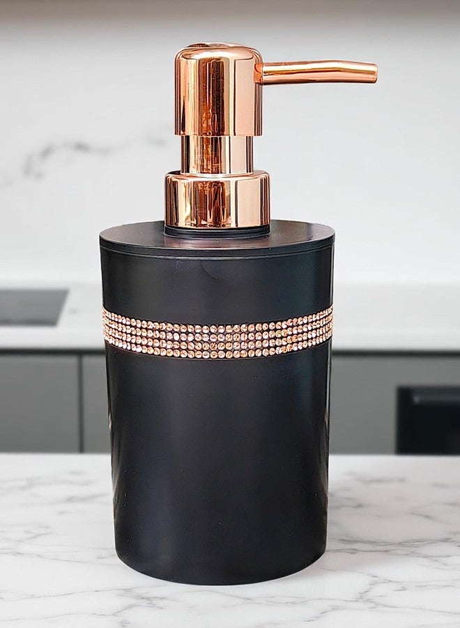 LAGET® Soap Dispenser Bottle Set Refillable with Pump for handwash in Bathroom Kitchen Sink, Black Plastic Body and Gold Chrome Finish top - Image 4