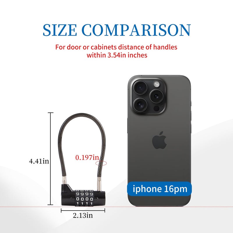EASTDEER Combination Lock Cable Lock with 4 Digits Cabinet Lock with 3.5" Cable Length Twist 3.5" Length Durable Cable Ideal for lockers, Gym, Toolbox, Case Small Size (3.5") - Image 2