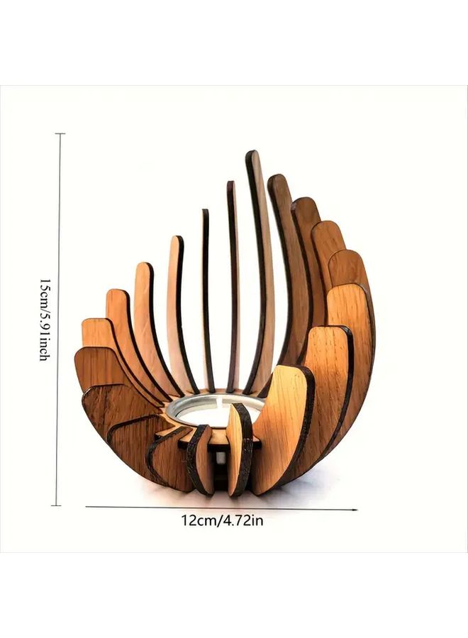 1 قطعة حامل شموع بني على شكل لوتس، مصنوع يدويًا بتصميم طبقات بتلات ونفق مركزي، أنيق كلاسيكي لديكور المنزل، هدية عيد الميلاد 2025، آمن بدون بطاريات - Image 3