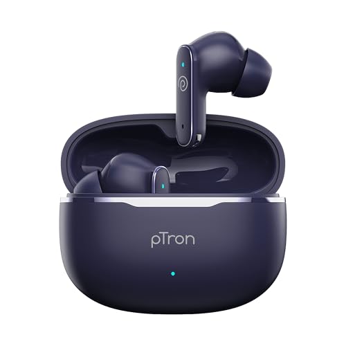 pTron Bassbuds Eon in-Ear TWS Earbuds w/ 13mm Drivers, 45Hrs Playtime, Dual HD Mic & TruTalk AI-ENC Calls, Custom EQ, Mobile App, Bluetooth v6.0 Headphones,Voice Assist., Type C Charging & IPX5 (Blue) - Image 1