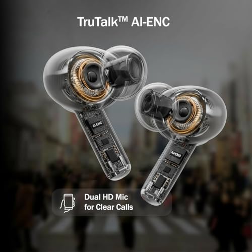 pTron Bassbuds Eon in-Ear TWS Earbuds w/ 13mm Drivers, 45Hrs Playtime, Dual HD Mic & TruTalk AI-ENC Calls, Custom EQ, Mobile App, Bluetooth v6.0 Headphones,Voice Assist., Type C Charging & IPX5 (Blue) - Image 5