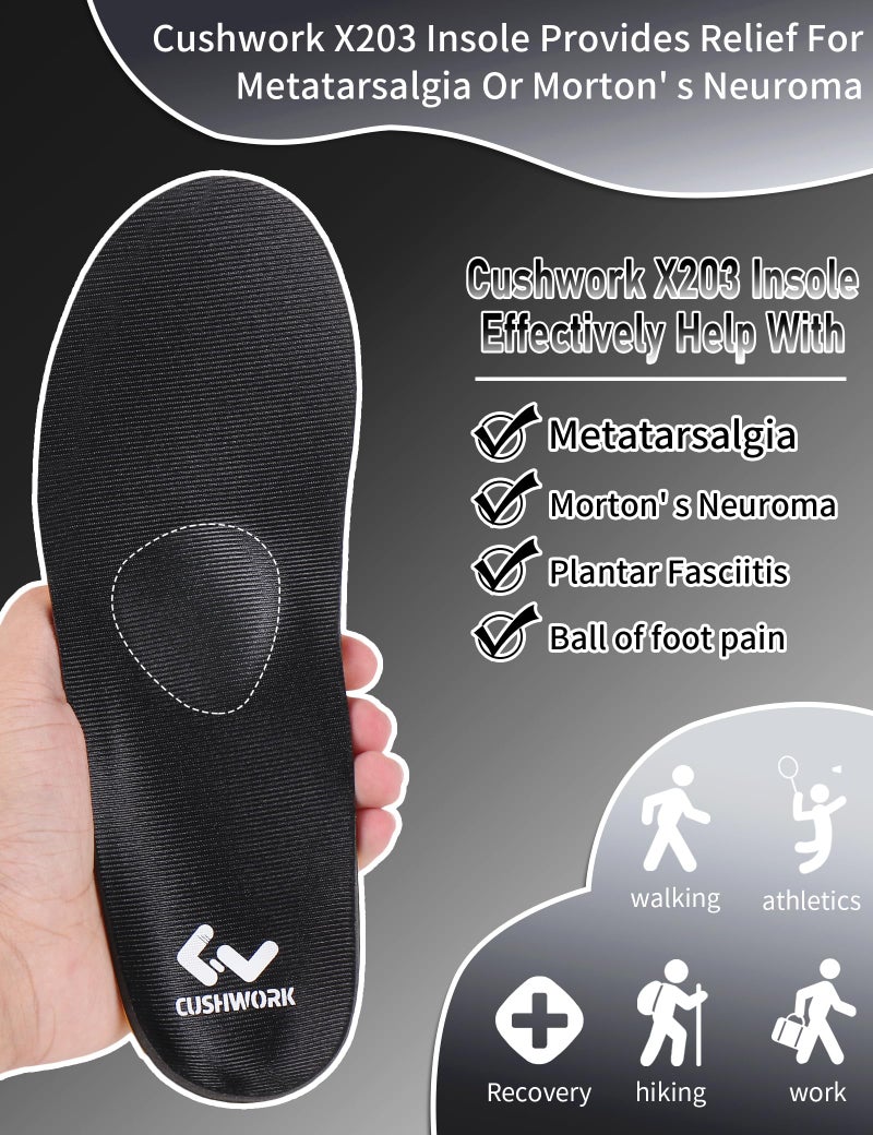 Cushwork Metatarsalgia and Morton's Neuroma Insoles for Ball of Foot Pain, Plantar Fasciitis, Metatarsal Pain Relief, All Day Comfort Arch Support Orthotic Shoe Inserts for Men Women-A - Image 3