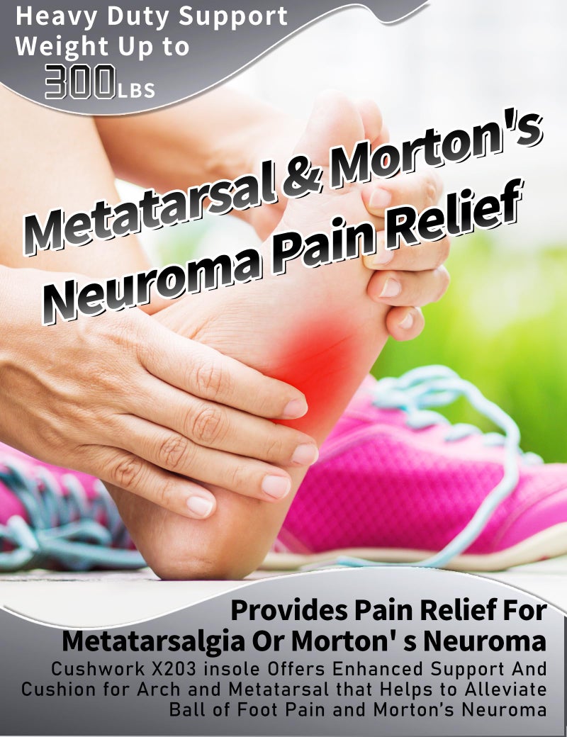 Cushwork Metatarsalgia and Morton's Neuroma Insoles for Ball of Foot Pain, Plantar Fasciitis, Metatarsal Pain Relief, All Day Comfort Arch Support Orthotic Shoe Inserts for Men Women-A - Image 2