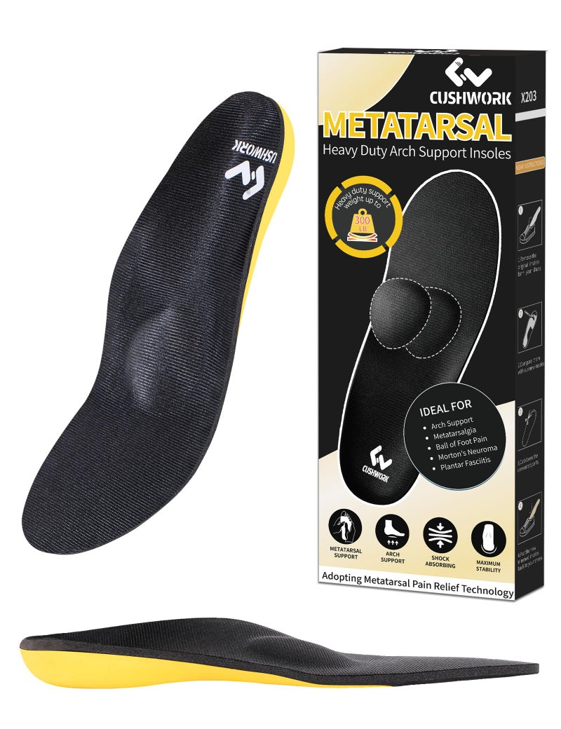 Cushwork Metatarsalgia and Morton's Neuroma Insoles for Ball of Foot Pain, Plantar Fasciitis, Metatarsal Pain Relief, All Day Comfort Arch Support Orthotic Shoe Inserts for Men Women-A - Image 1