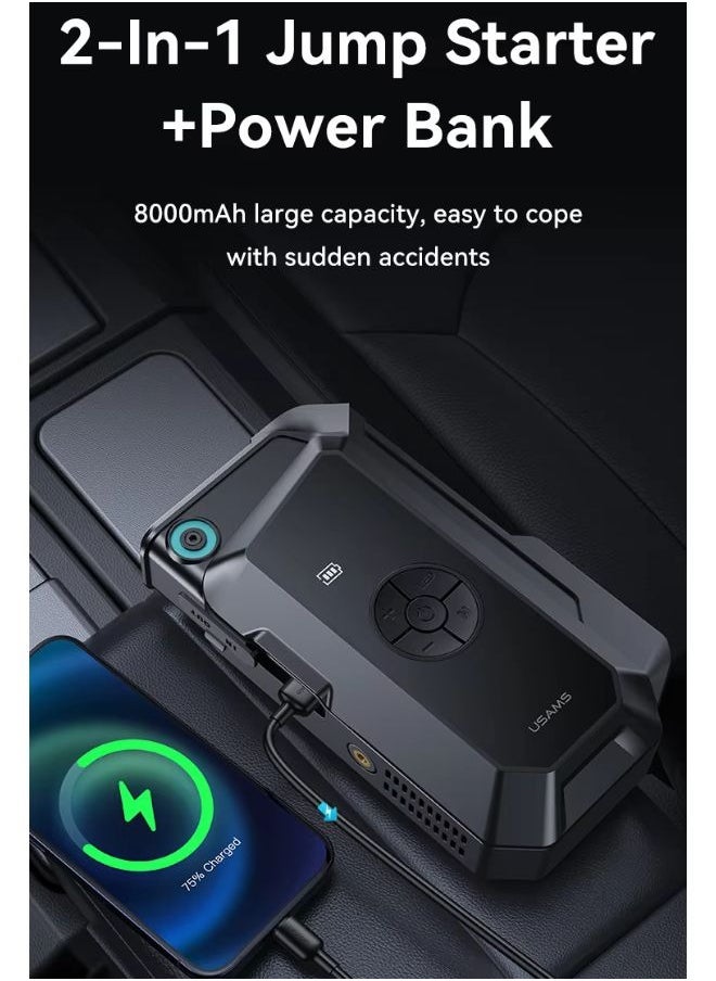 Jump Starter Batteries Portable Emergency Tool 8000mah Battery Power Bank 12V Car Jump Starter with air Compressor Inflator
