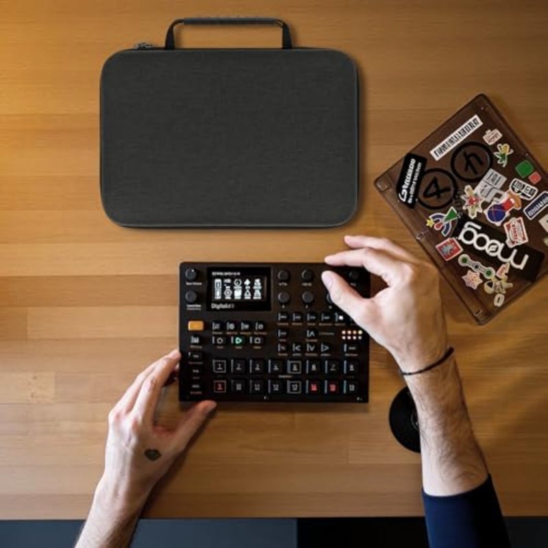 حقيبة سفر ذات هيكل صلب، متوافقة مع Elektron Digitakt II/Digitone II/Syntakt 12/ Analog Heat MKII، حقيبة حمل عينات الصوت رمادي داكن - Image 2