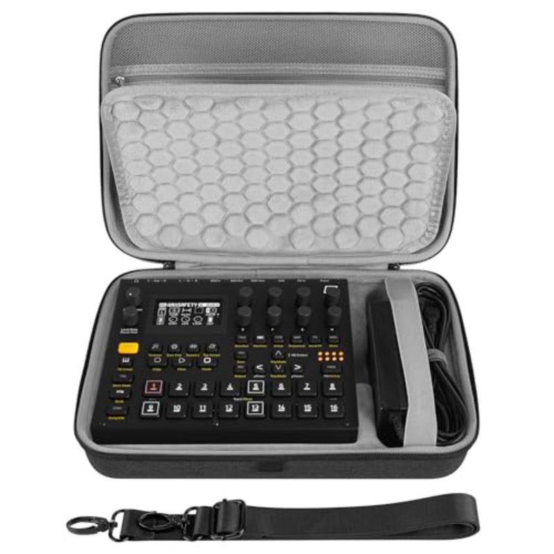 حقيبة سفر ذات هيكل صلب، متوافقة مع Elektron Digitakt II/Digitone II/Syntakt 12/ Analog Heat MKII، حقيبة حمل عينات الصوت رمادي داكن - Image 1