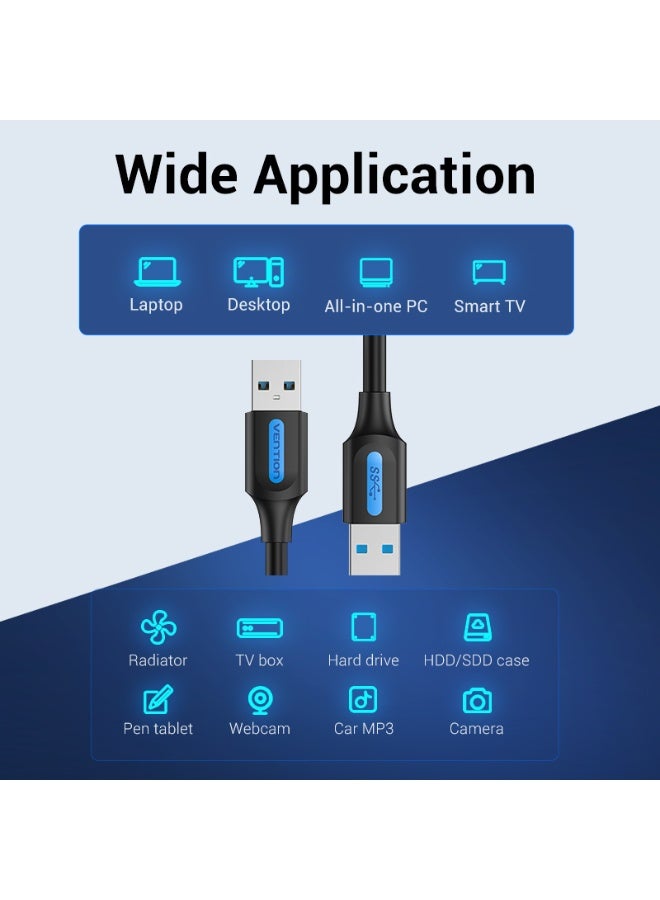 VENTION USB 3.0 A Male to A Male  Cable 0.5M Black PVC Type Model - Image 3