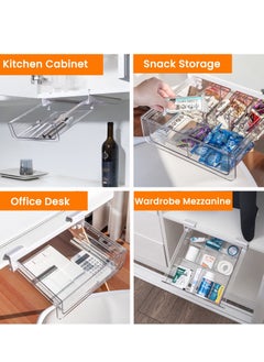 Y&D Under Shelf Pull Out Drawer with Removable Divider, Cabinet Organizer Hanging Storage Baskets, Durable BPA Free Plastic for Closet, Kitchen Pantry and Accessories  - Image 4