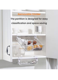 Y&D Under Shelf Pull Out Drawer with Removable Divider, Cabinet Organizer Hanging Storage Baskets, Durable BPA Free Plastic for Closet, Kitchen Pantry and Accessories  - Image 3