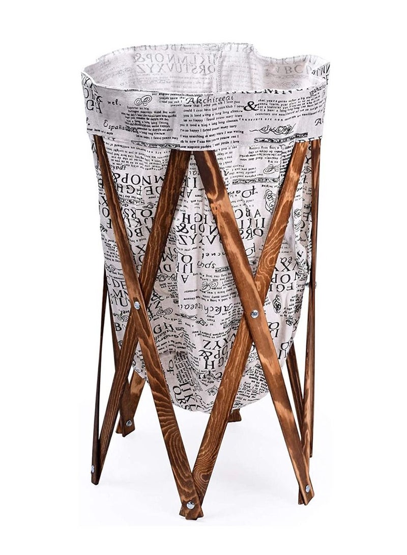 FFD Laundry Sorter Foldable Bin Hamper Basket with Wooden Frame Dirty Clothes Bag For Home Use Baby Nursery Dog Toy Blanket Storage Organizer - Image 2