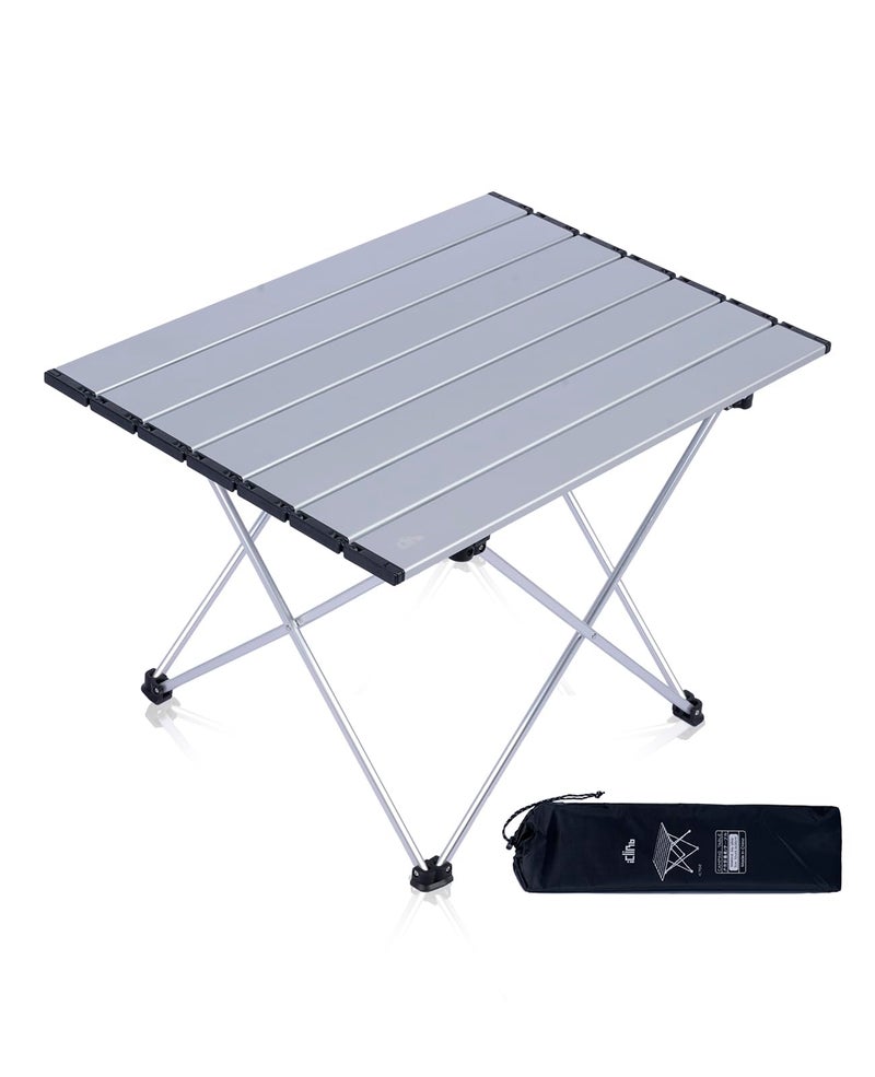 iClimb Ultralight Compact Camping Folding Table with Carry Bag Silver  L