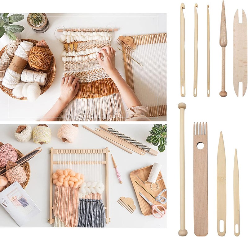 klarako 9pcs Wood Loom Stick Set, DIY Handcrafts Tool Kit Crochet Needle, Weaving Bobbins Sticks for knitting crafts DIY Sweater Scarf Tapestry Making - Image 5