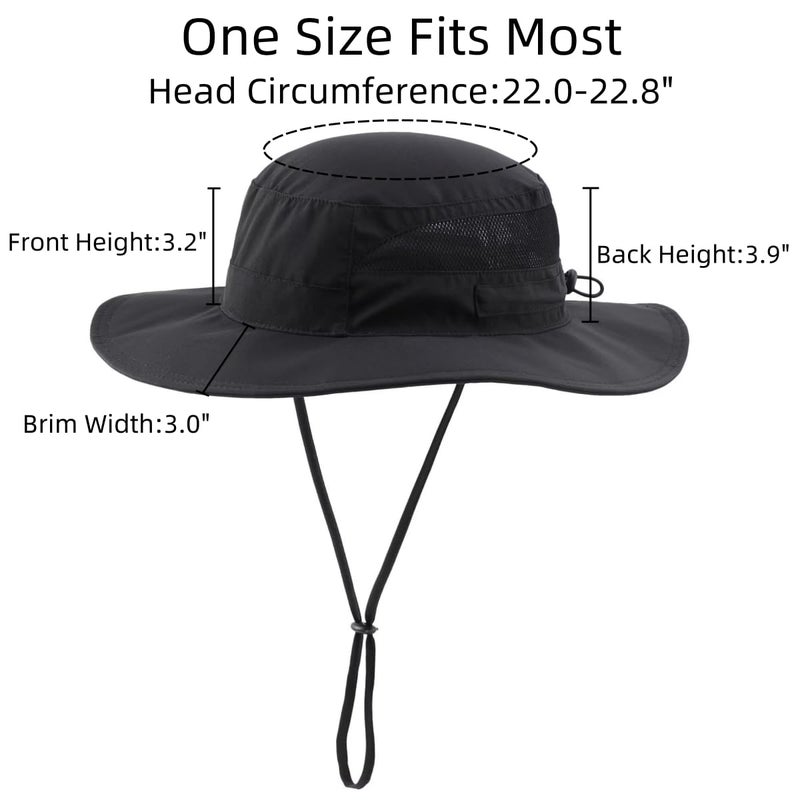 Connectyle Women's UPF 50+ Safari Sun Hat Breathable UV Protection Fishing Hat (Black) - Image 2
