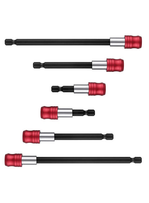 Drill Bit Extension Magnetic Screwdriver Bit Holder Impact Driver Bit Set Bar Socket Chuck Adapter 1/4 Inch Hex Shank Power Magnetic Bit Holder for Screws Nuts Drill 6 Pieces