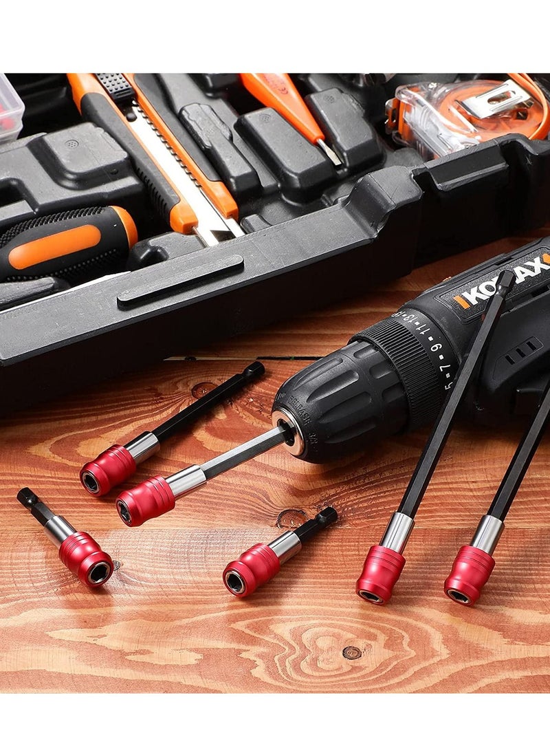 Excefore - Drill Bit Extension Magnetic Screwdriver Bit Holder Impact Driver Bit Set Bar Socket Chuck Adapter 1/4 Inch Hex Shank Power Magnetic Bit Holder for Screws Nuts Drill 6 Pieces - Image 1