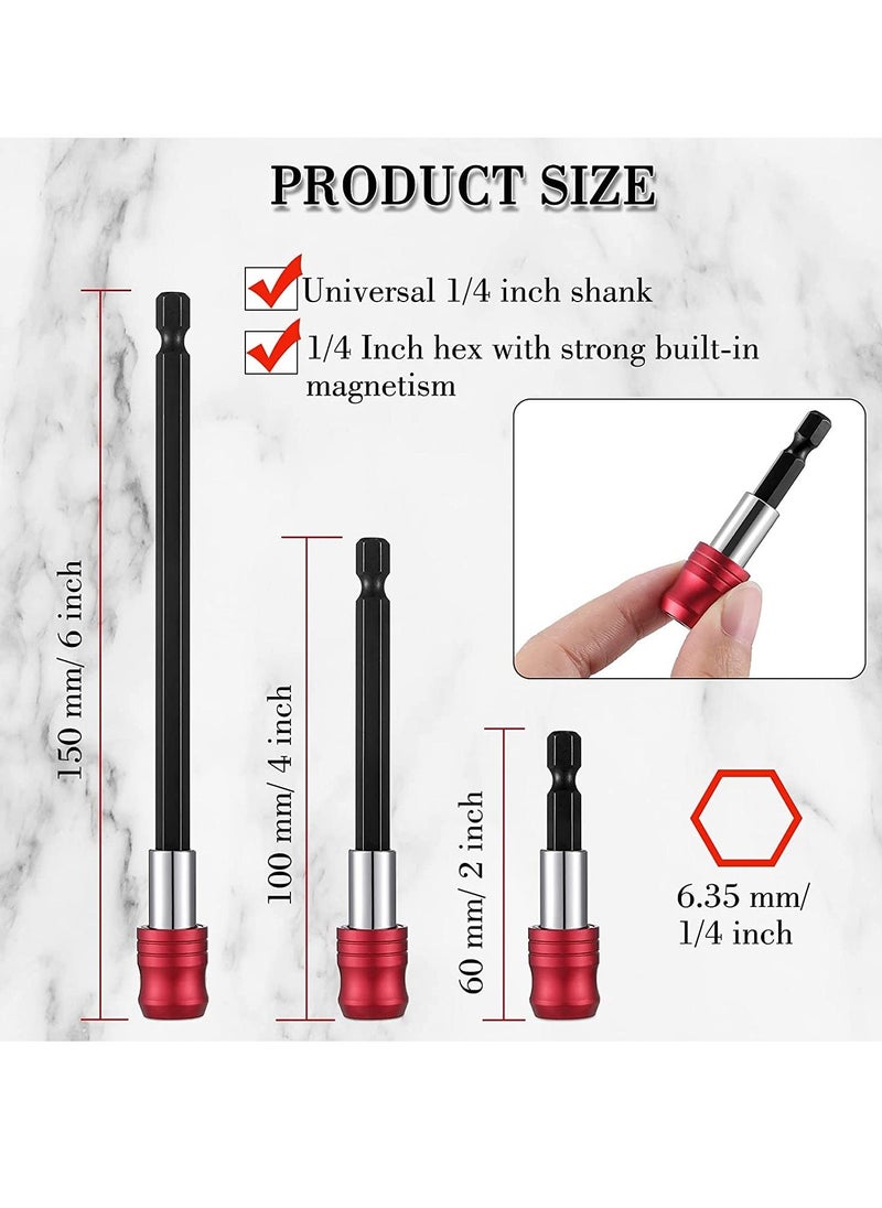 Excefore - Drill Bit Extension Magnetic Screwdriver Bit Holder Impact Driver Bit Set Bar Socket Chuck Adapter 1/4 Inch Hex Shank Power Magnetic Bit Holder for Screws Nuts Drill 6 Pieces - Image 1