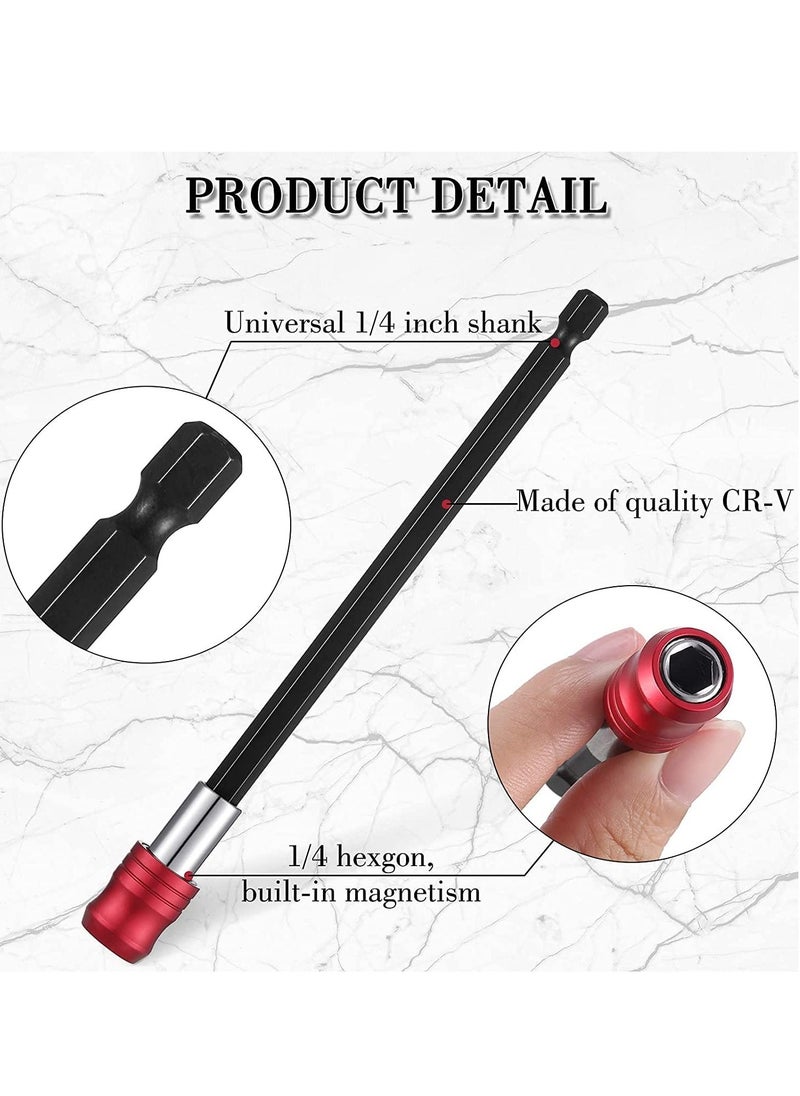 Excefore - Drill Bit Extension Magnetic Screwdriver Bit Holder Impact Driver Bit Set Bar Socket Chuck Adapter 1/4 Inch Hex Shank Power Magnetic Bit Holder for Screws Nuts Drill 6 Pieces - Image 1