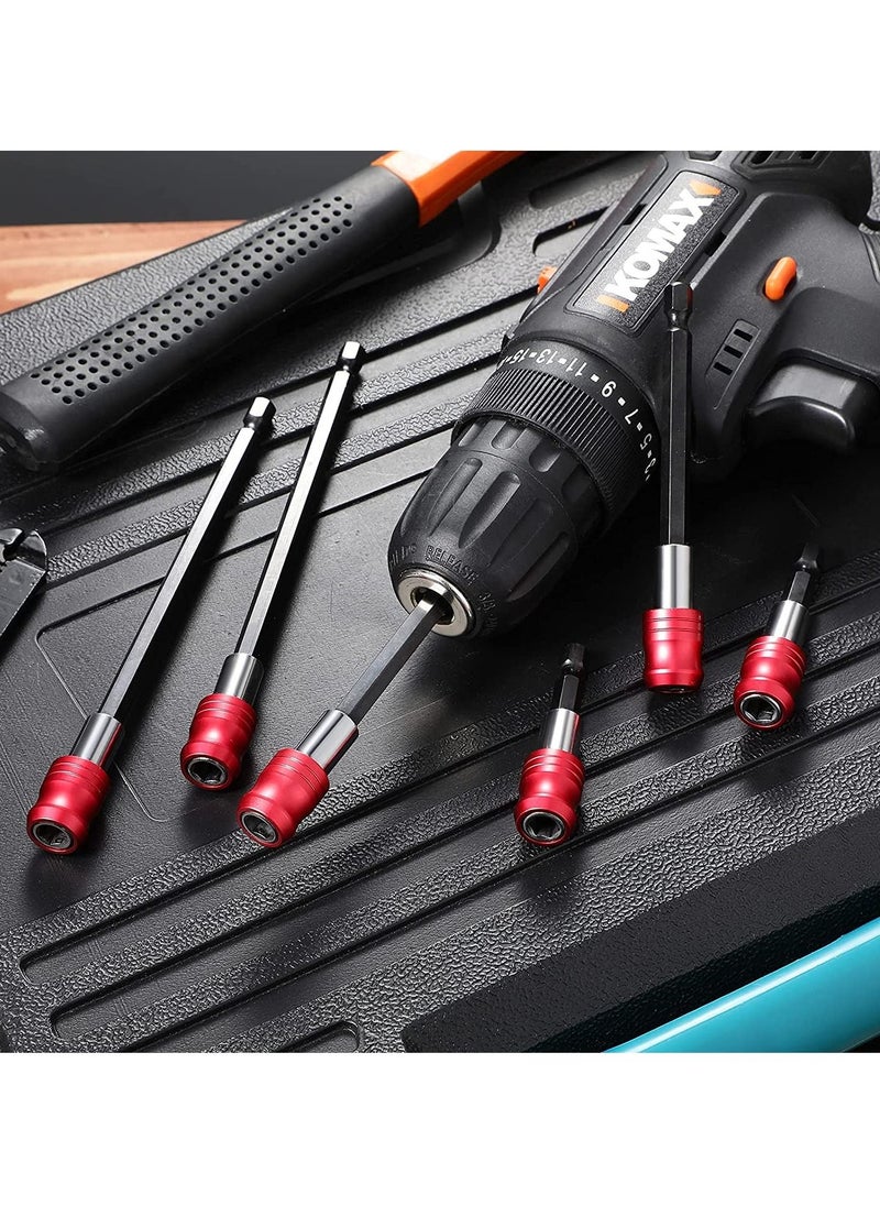 Excefore - Drill Bit Extension Magnetic Screwdriver Bit Holder Impact Driver Bit Set Bar Socket Chuck Adapter 1/4 Inch Hex Shank Power Magnetic Bit Holder for Screws Nuts Drill 6 Pieces - Image 1
