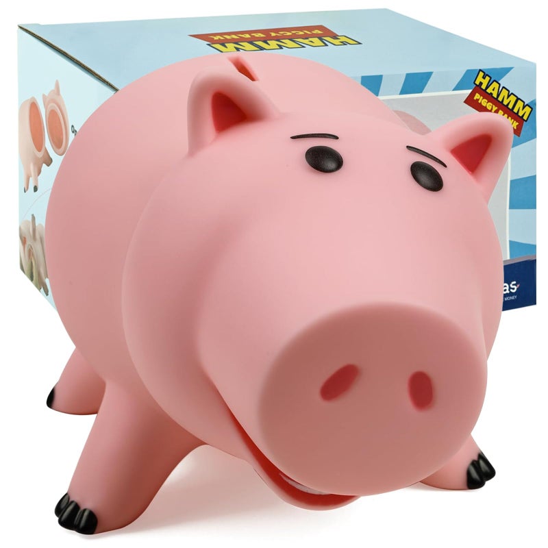 PHOCAS Piggy Bank, Cute Pink Plastic Coin Bank for Girls and Boys, Unbreakable Pig Money Bank for Xmas Christmas Birthday Gift - Image 1